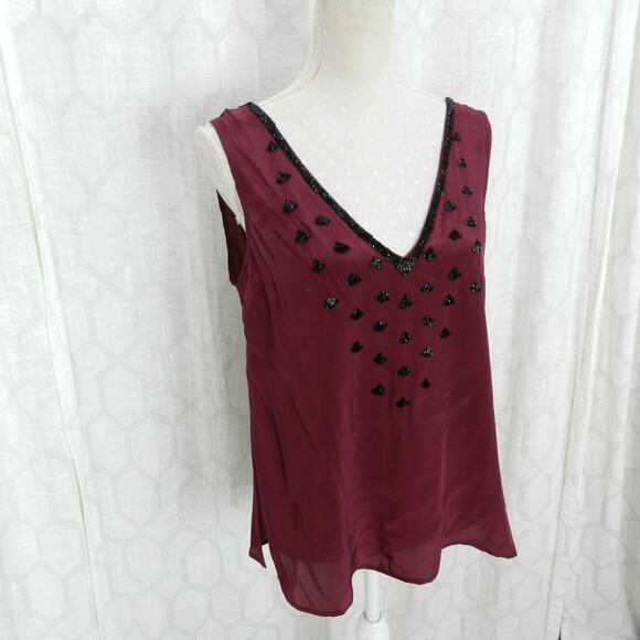 Plenty by Tracy Reese Embellished V-neck Tank Sz S - Picture 5 of 11